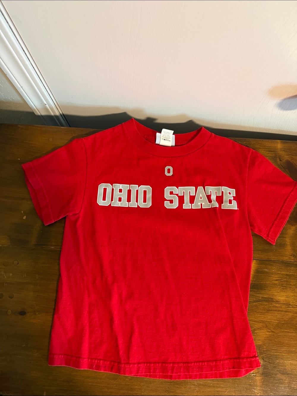 NCAA Red Kids Tee with White Ohio State Lettering